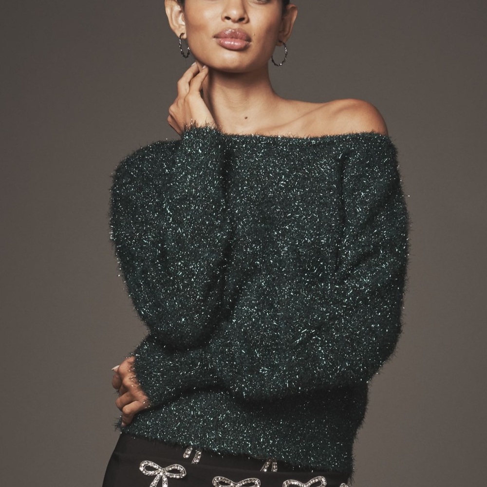 Maeve by Anthropologie Long Sleeve Boat Neck Tinsel Sweater – Size Small NWT